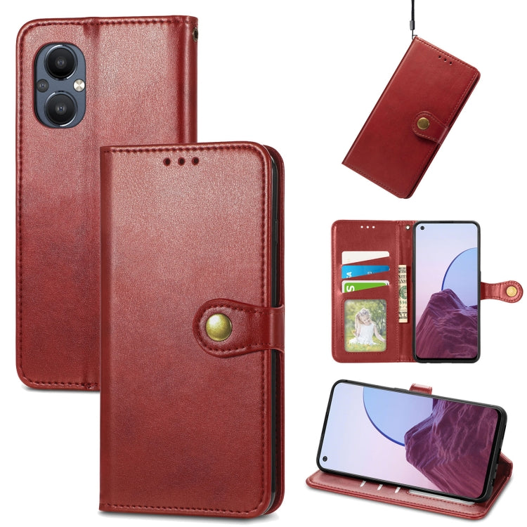 Solid Color Leather Buckle Phone Case, For OnePlus Nord N20 5G