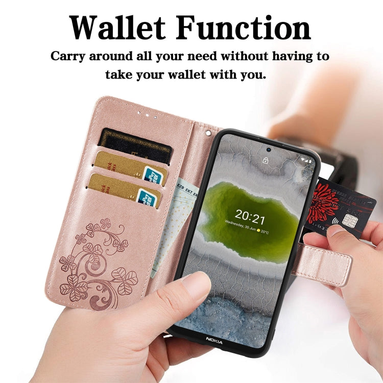 Four-leaf Clasp Embossed Leather Phone Case