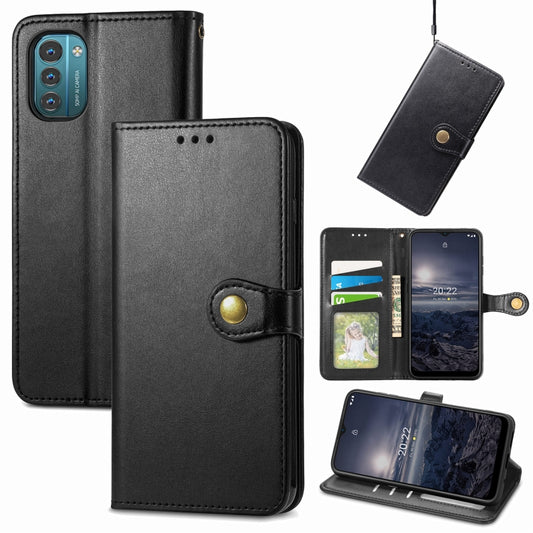 Retro Solid Color Buckle Leather Phone Case, For Nokia G21