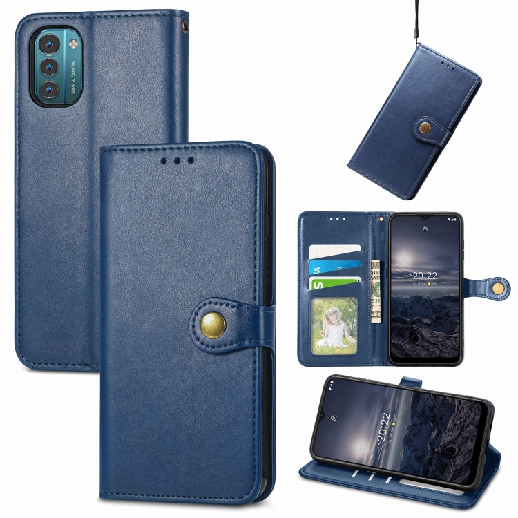 Retro Solid Color Buckle Leather Phone Case, For Nokia G21