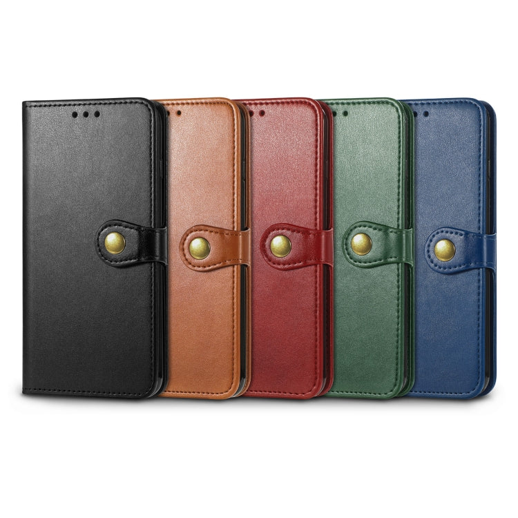 Retro Solid Color Buckle Leather Phone Case