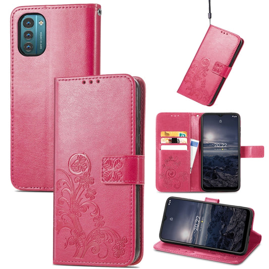 Four-leaf Clasp Embossed Buckle Leather Phone Case