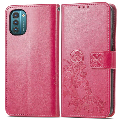 Four-leaf Clasp Embossed Buckle Leather Phone Case