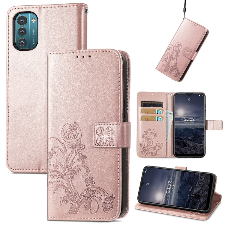 Four-leaf Clasp Embossed Buckle Leather Phone Case