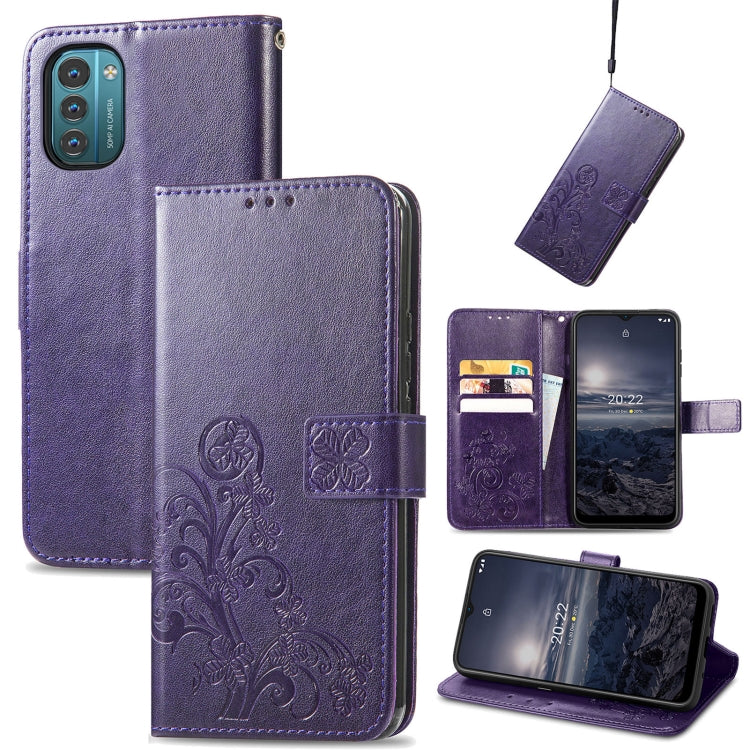 Four-leaf Clasp Embossed Buckle Leather Phone Case