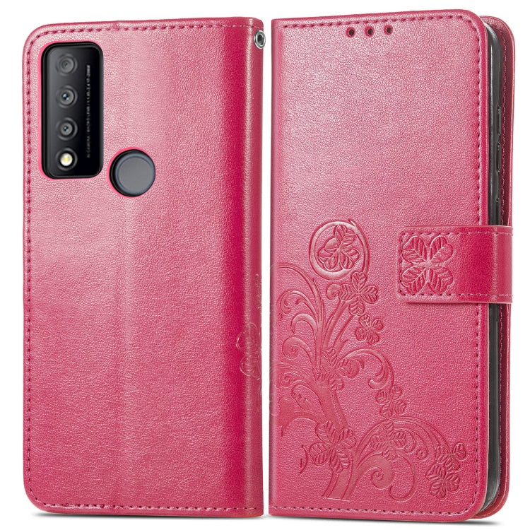 Four-leaf Clasp Embossed Buckle Leather Phone Case, For TCL 30 V 5G