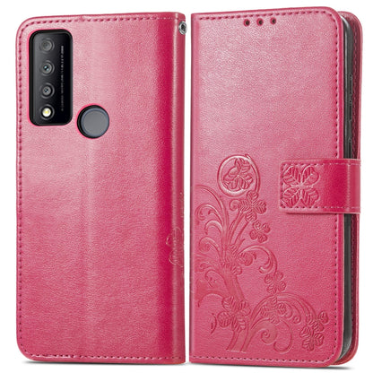 Four-leaf Clasp Embossed Buckle Leather Phone Case, For TCL 30 V 5G