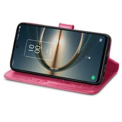 Four-leaf Clasp Embossed Buckle Leather Phone Case, For TCL 30 V 5G
