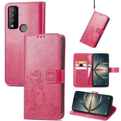 Four-leaf Clasp Embossed Buckle Leather Phone Case, For TCL 30 V 5G