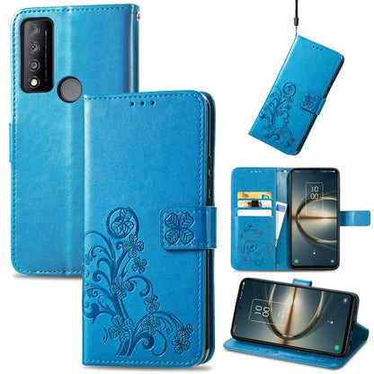 Four-leaf Clasp Embossed Buckle Leather Phone Case, For TCL 30 V 5G