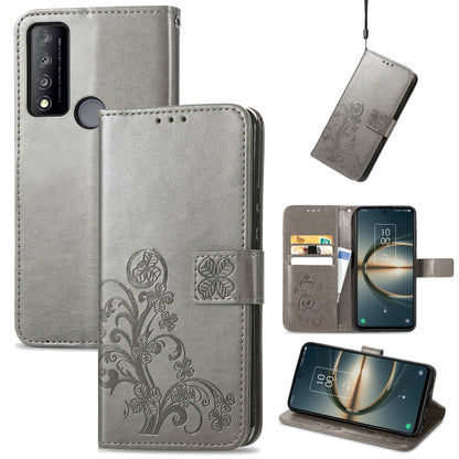 Four-leaf Clasp Embossed Buckle Leather Phone Case