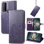 Four-leaf Clasp Embossed Buckle Leather Phone Case, For TCL 30 V 5G