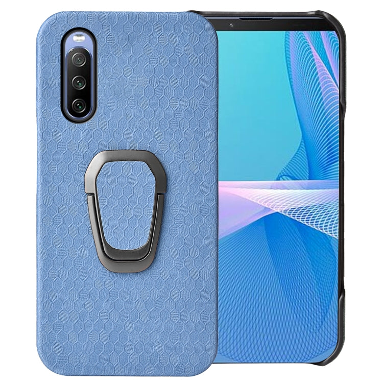 For Sony Xperia 10 IV Ring Holder Honeycomb PU Phone Case