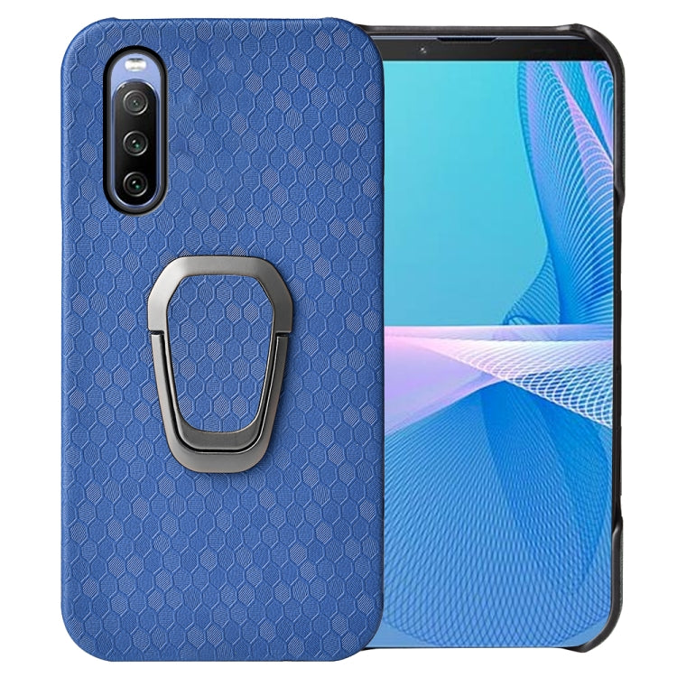 For Sony Xperia 10 IV Ring Holder Honeycomb PU Phone Case