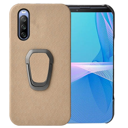 For Sony Xperia 10 IV Ring Holder Honeycomb PU Phone Case