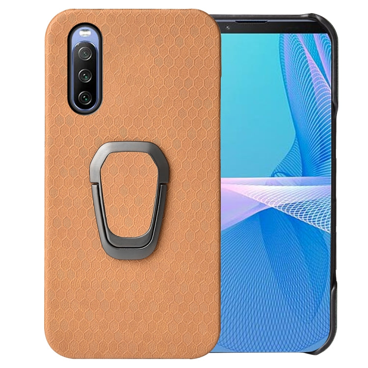 For Sony Xperia 10 IV Ring Holder Honeycomb PU Phone Case