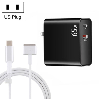 PD-65W USB-C / Type-C + QC3. 0 USB Laptop Charging Adapter + 1.8m USB-C / Type-C to MagSafe 2 / T Head Data Cable, US Plug