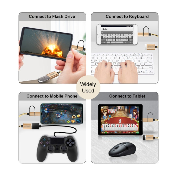 ENKAY ENK-AT113 2 in 1 Type-C / Micro USB to USB 3.0 Nylon Braided OTG Adapter Cable