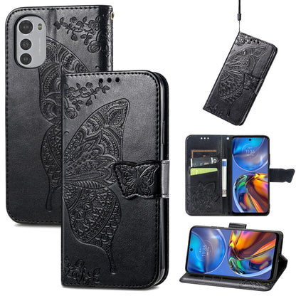 Butterfly Love Flower Embossed Flip Leather Phone Case