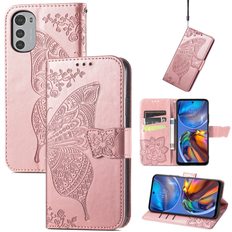 Butterfly Love Flower Embossed Flip Leather Phone Case