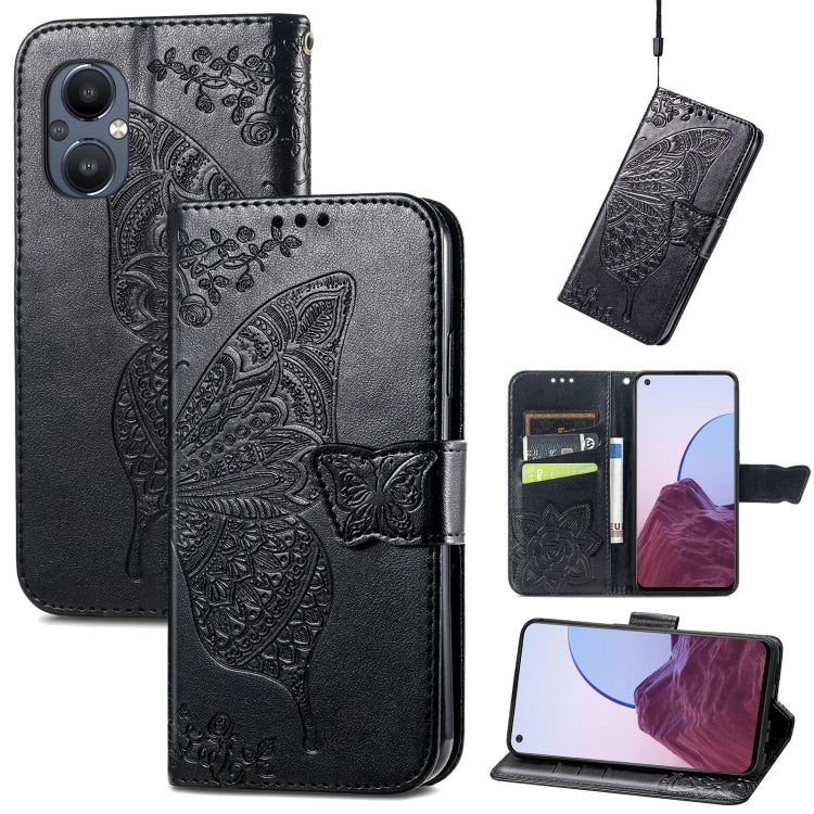 Butterfly Love Flower Embossed Flip Leather Phone Case, For OnePlus N20 5G