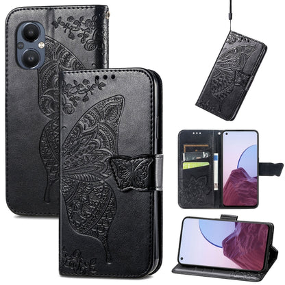 Butterfly Love Flower Embossed Flip Leather Phone Case, For OnePlus N20 5G