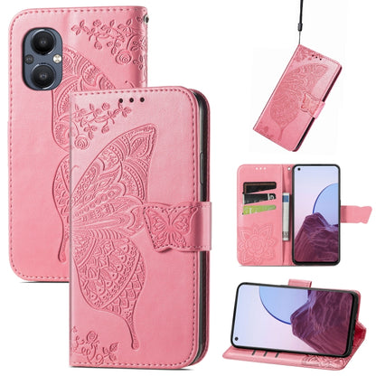 Butterfly Love Flower Embossed Flip Leather Phone Case, For OnePlus N20 5G