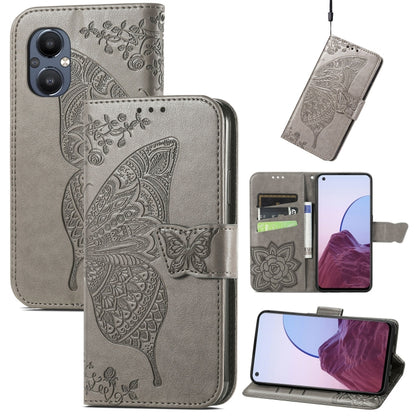 Butterfly Love Flower Embossed Flip Leather Phone Case, For OnePlus N20 5G