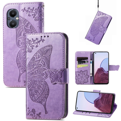 Butterfly Love Flower Embossed Flip Leather Phone Case, For OnePlus N20 5G