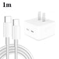 PD 35W Dual USB-C / Type-C Ports Charger with Type-C to Type-C Data Cable, US Plug, US Plug + 1m Dual Type-C Cable, US Plug + 2m Dual Type-C Cable