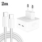 PD 35W Dual USB-C / Type-C Ports Charger with Type-C to Type-C Data Cable, EU Plug, EU Plug + 1m Dual Type-C Cable, EU Plug + 2m Dual Type-C Cable