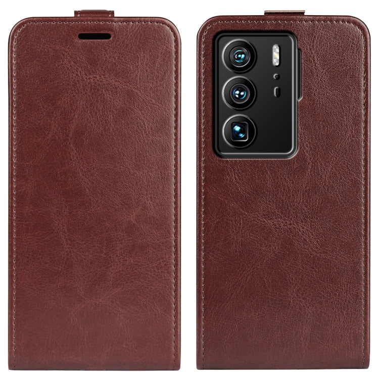 For ZTE Axon 40 Ultra R64 Texture Vertical Flip Leather Phone Case