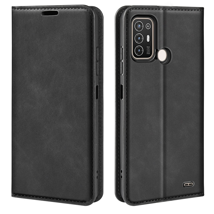 For ZTE Blade A52 Retro-skin Magnetic Suction Leather Phone Case