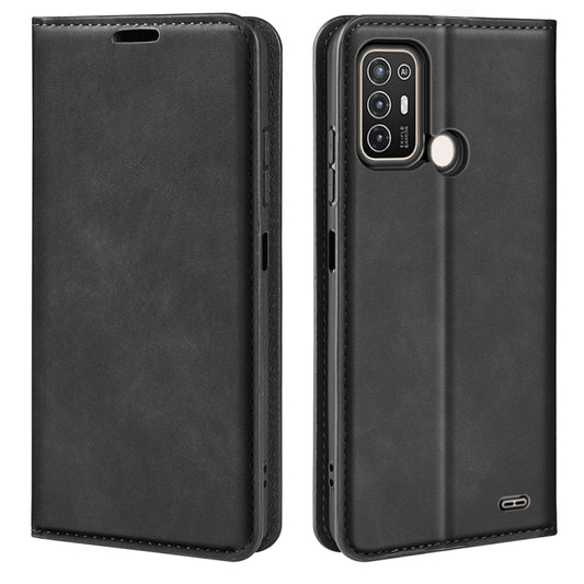 For ZTE Blade A52 Retro-skin Magnetic Suction Leather Phone Case