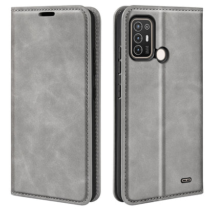 For ZTE Blade A52 Retro-skin Magnetic Suction Leather Phone Case