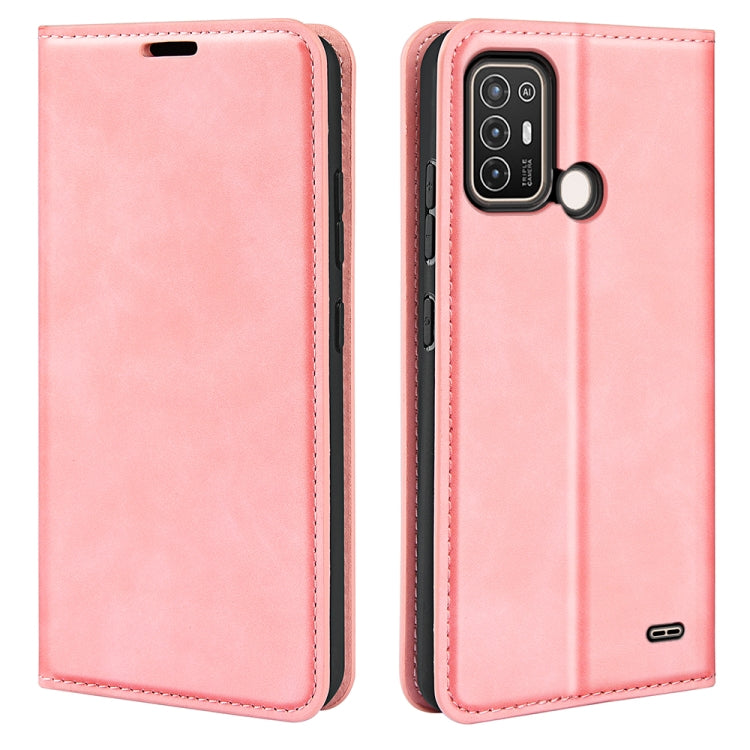 For ZTE Blade A52 Retro-skin Magnetic Suction Leather Phone Case