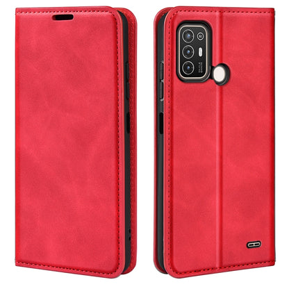 For ZTE Blade A52 Retro-skin Magnetic Suction Leather Phone Case