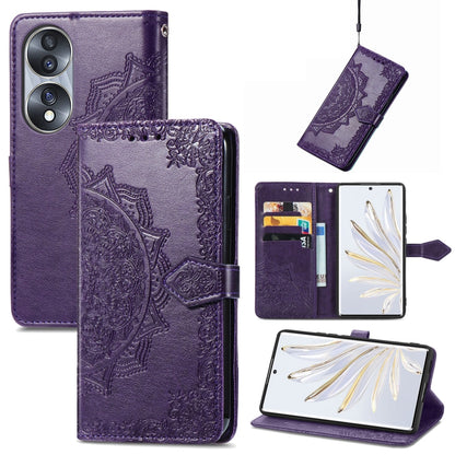 Mandala Flower Embossed Horizontal Flip Leather Phone Case