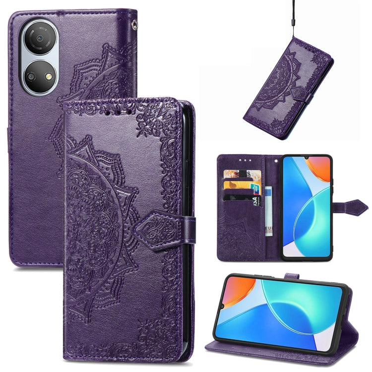 Mandala Flower Embossed Horizontal Flip Leather Phone Case