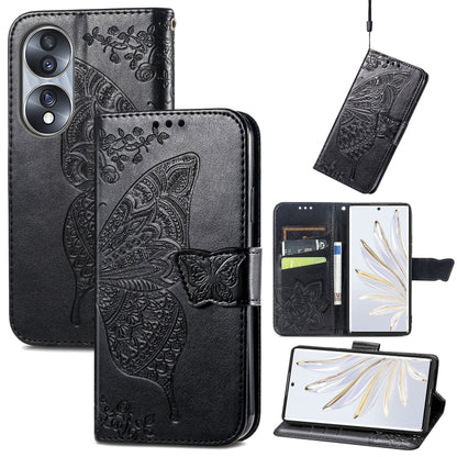 Butterfly Love Flower Embossed Horizontal Flip Leather Phone Case