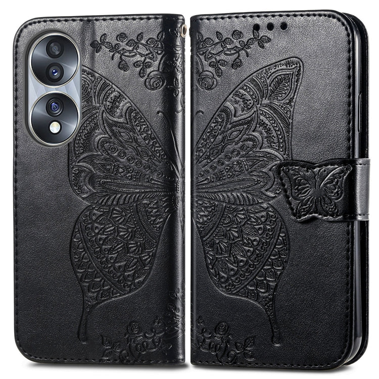 Butterfly Love Flower Embossed Horizontal Flip Leather Phone Case