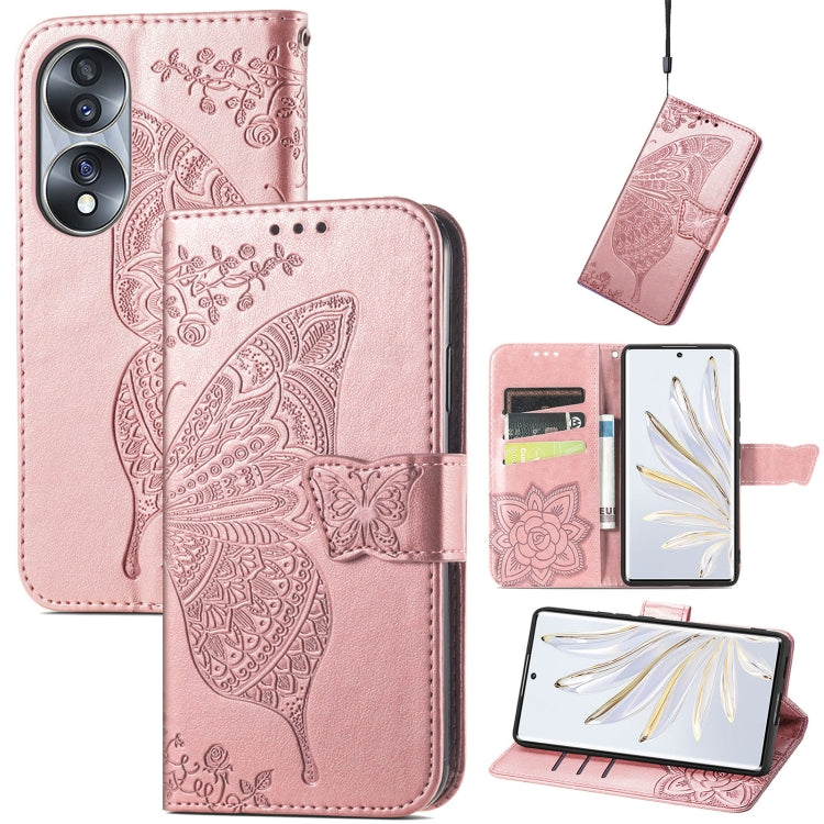 Butterfly Love Flower Embossed Horizontal Flip Leather Phone Case