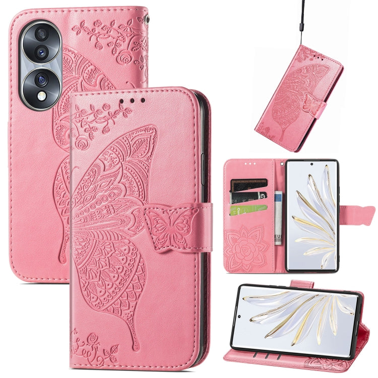 Butterfly Love Flower Embossed Horizontal Flip Leather Phone Case