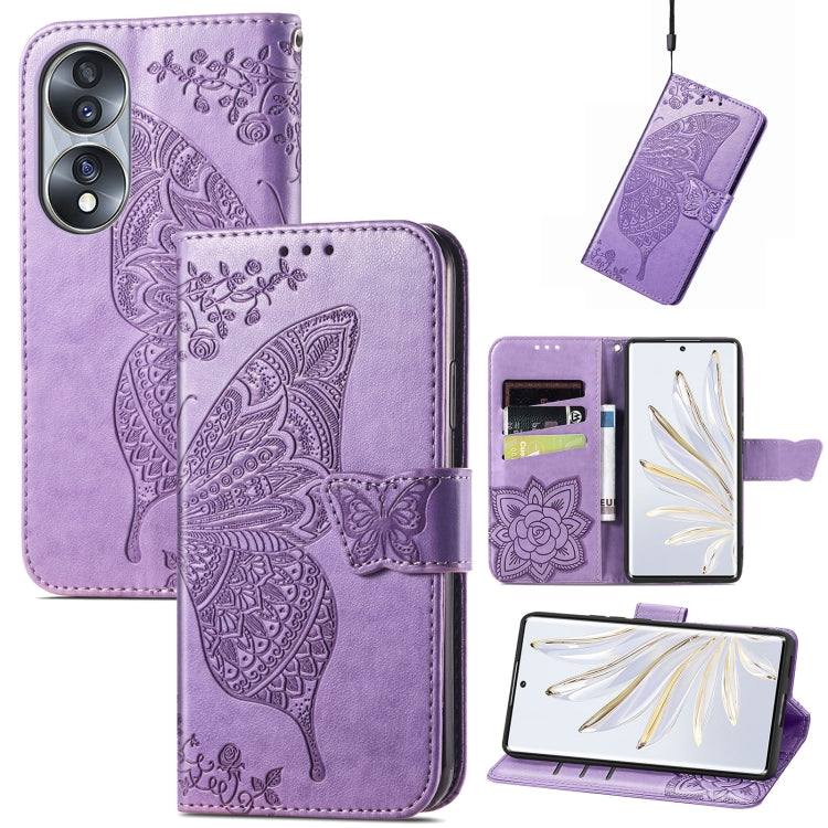 Butterfly Love Flower Embossed Horizontal Flip Leather Phone Case