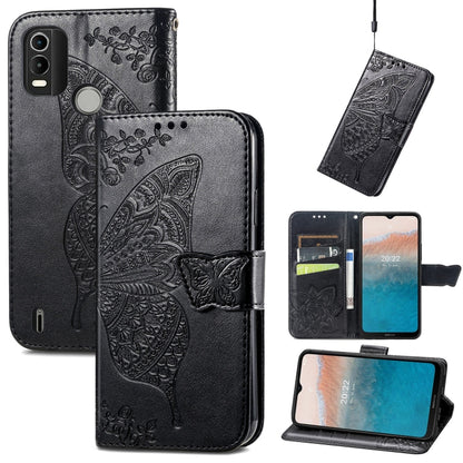 Butterfly Love Flower Embossed Horizontal Flip Leather Phone Case