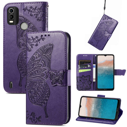 Butterfly Love Flower Embossed Horizontal Flip Leather Phone Case