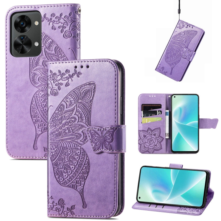 Butterfly Love Flower Embossed Horizontal Flip Leather Phone Case