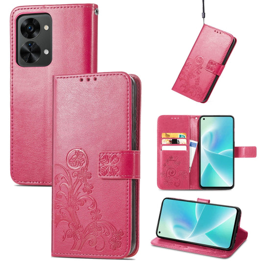 Four-leaf Clasp Embossed Buckle Leather Phone Case