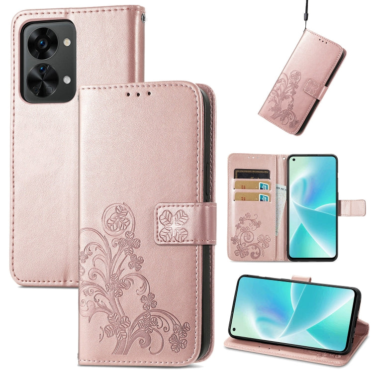 Four-leaf Clasp Embossed Buckle Leather Phone Case