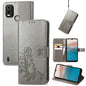 Four-leaf Clasp Embossed Buckle Leather Phone Case